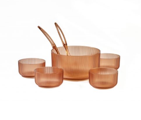 Set de Ensaladera y 4 Bowlsitos Naranja