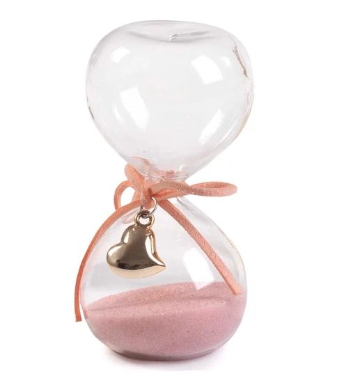 Reloj de Arena Corazon Dorado Rosado