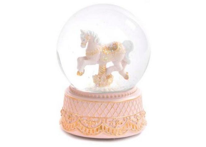 Snowglobe de Caballito Rosado 16.3cm