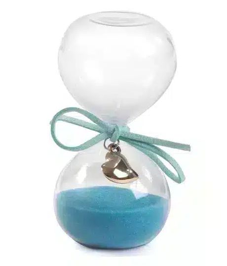 Reloj de Arena Corazon Dorado Azul