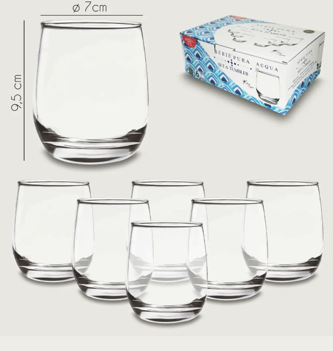 Set de 6 Vasos Bajos Serie Pura