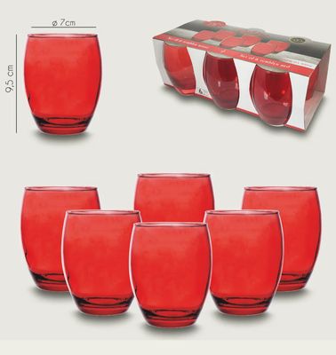 Set de 6 Vasos Bajos Rojos