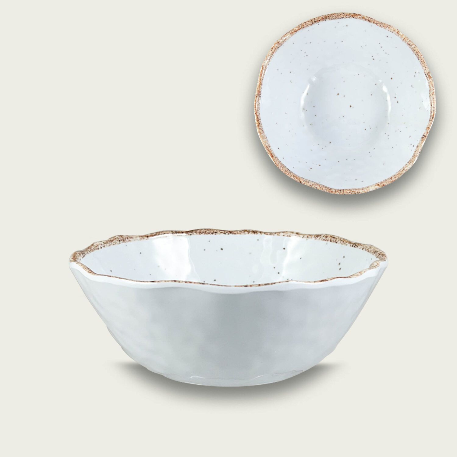 Set de 6 Bowls Melamina Tierra Blanco 12x6cm