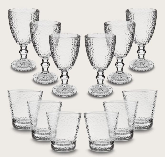 Set de 6 Vasos Bajos y 6 Copas (12 Piezas)