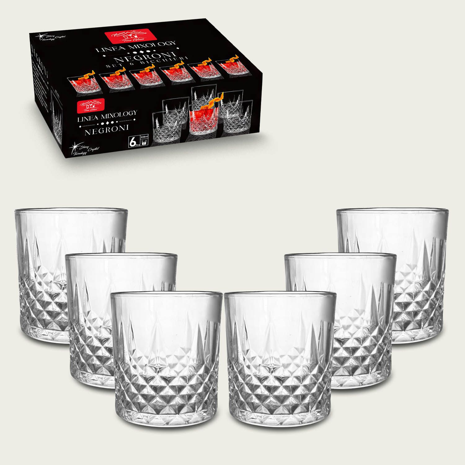 Set de 6 Vasos Bajos Negroni