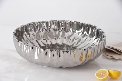Bowl Extra Grande Poco Profundo Plateado