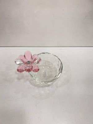 Platito de Cristal con Flor Rosada