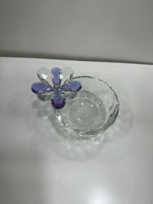 Platito de Cristal con Flor Lila