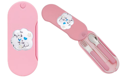 Cubiertos de Bebé en Estuche Rosado Puppy