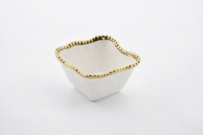 Mini Bowl Cuadrado Blanco (Dorado)