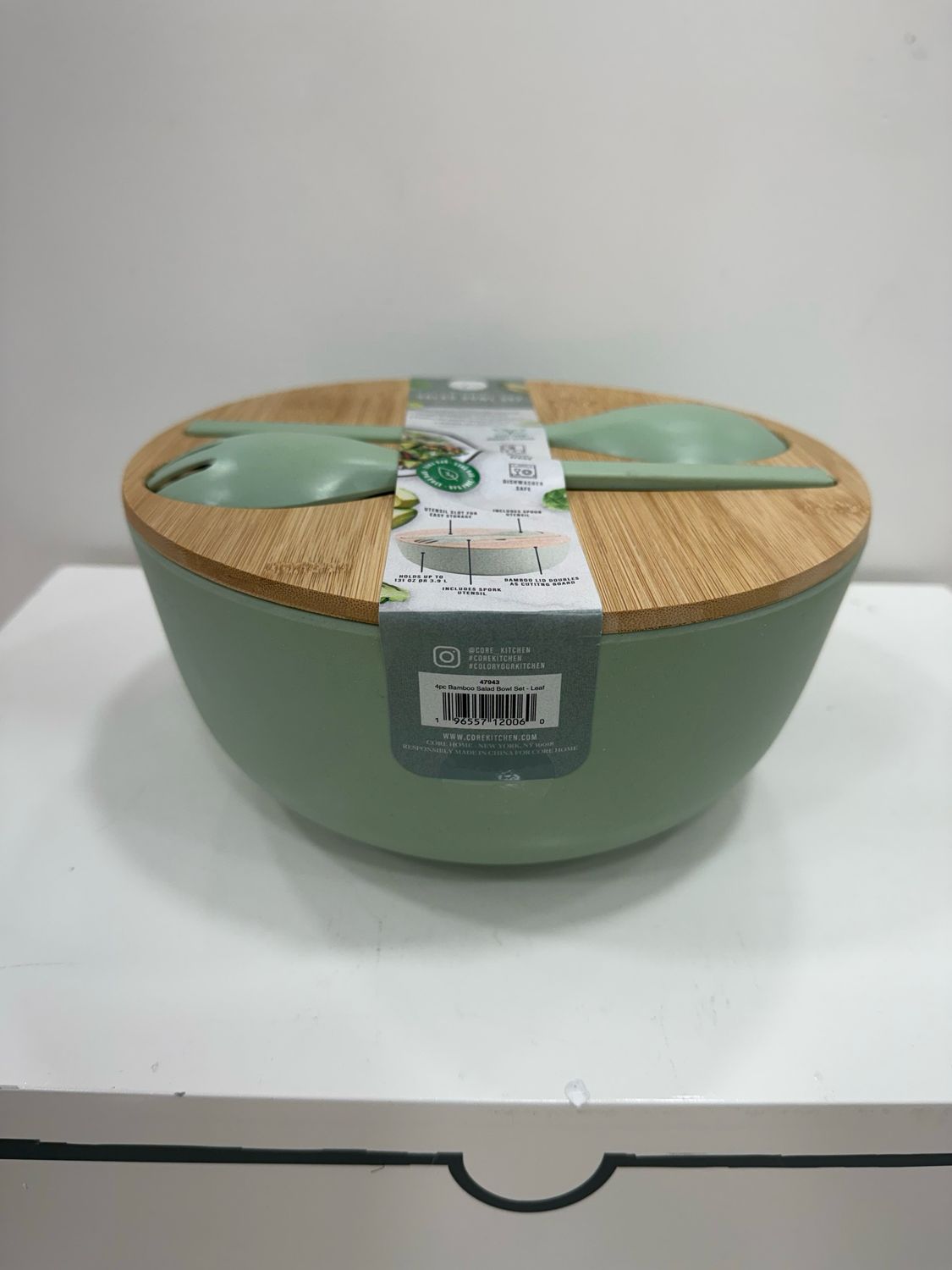 4pc Bamboo Salad Bowl Set - Leaf