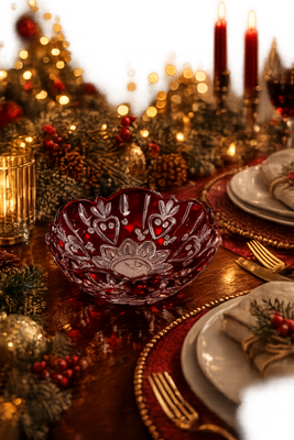 Case Crystal Red Candy Dish SML