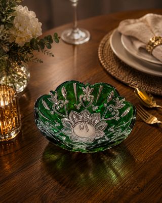 Case Crystal Green Candy Dish SML