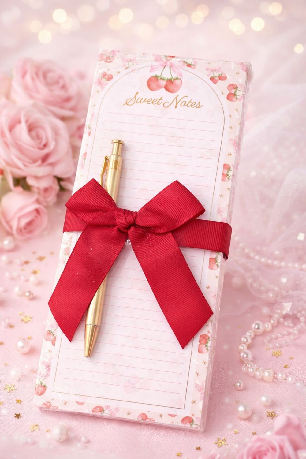 Note Pad con Pluma - Strawberries MM