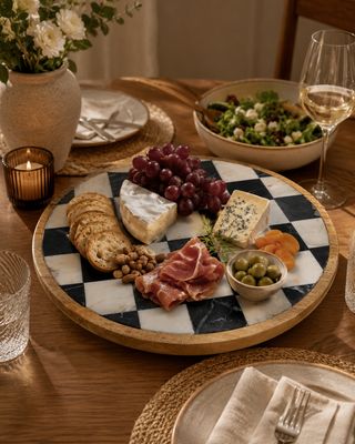 CHECKERED MARBLE LAZY SUSAN
