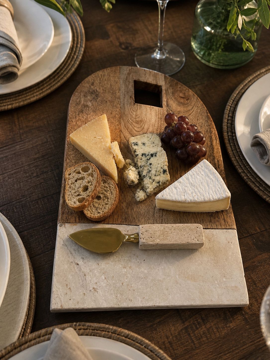 ROUNDED TRAVERTINE BOARD SET