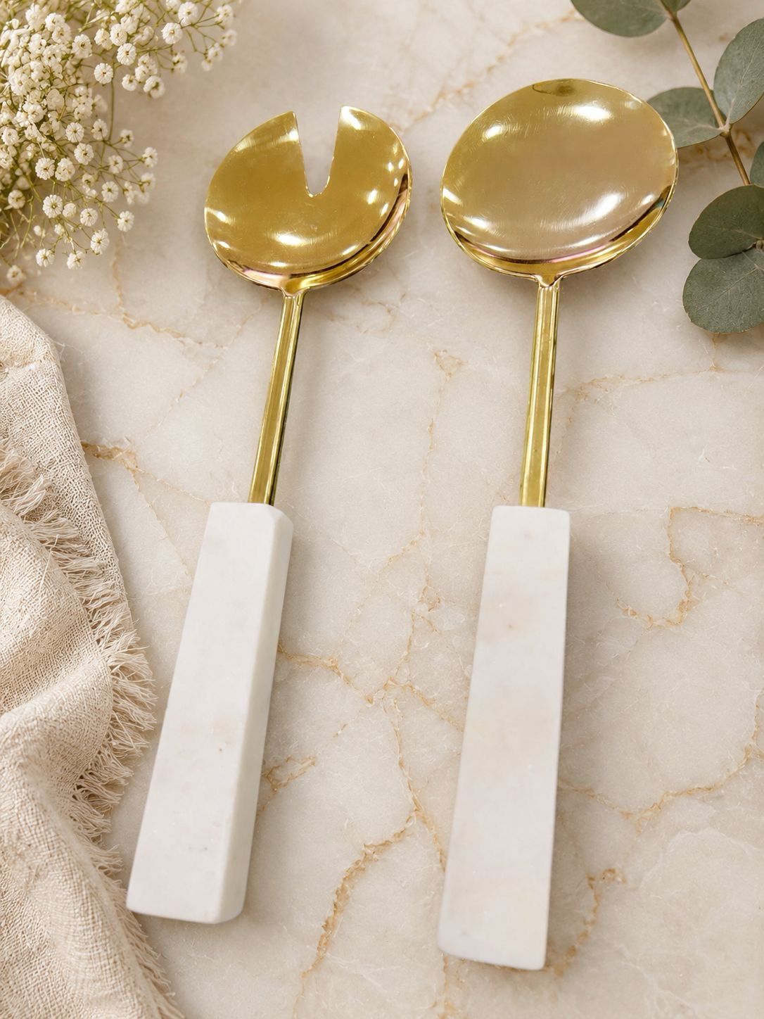 GOLD SALAD SERVERS SET