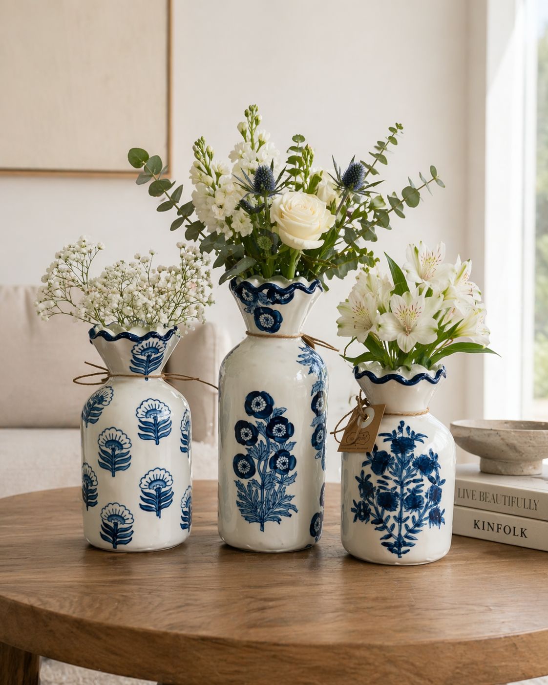 FLWR STEM BLOCK PRINT BUD VASE