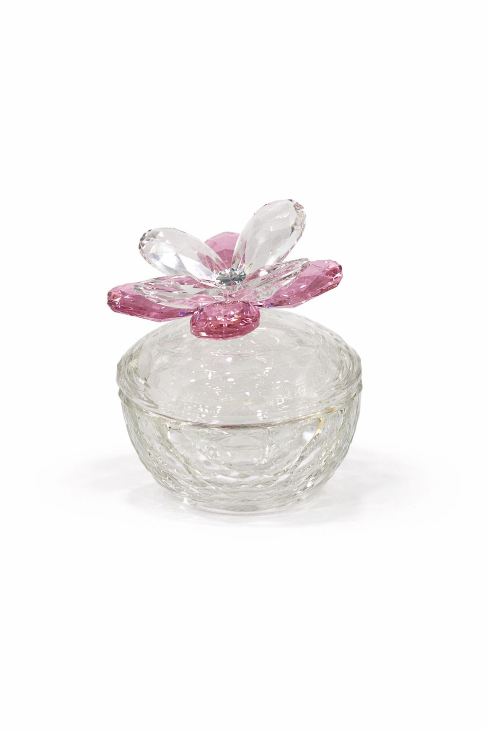 Cofre de Cristal con Flor Rosada