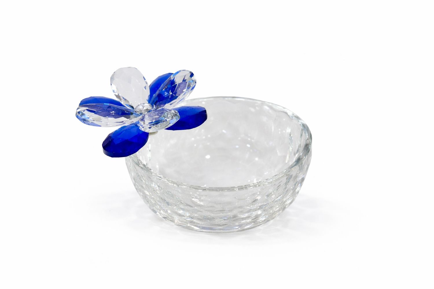 Platito de Cristal con Flor Azul