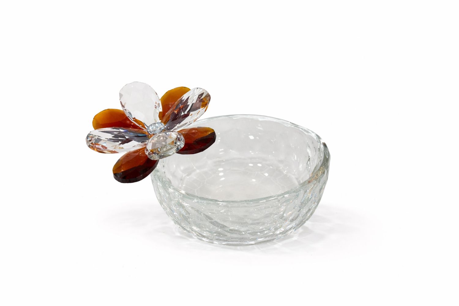 Platito de Cristal con Flor Ambar