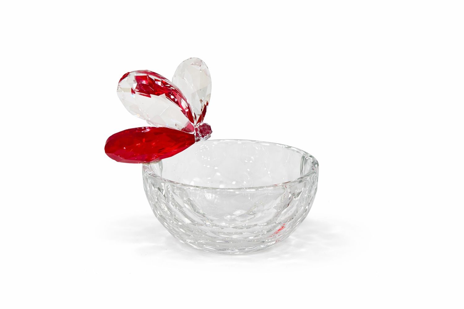 Platito de Cristal con Mariposa Roja