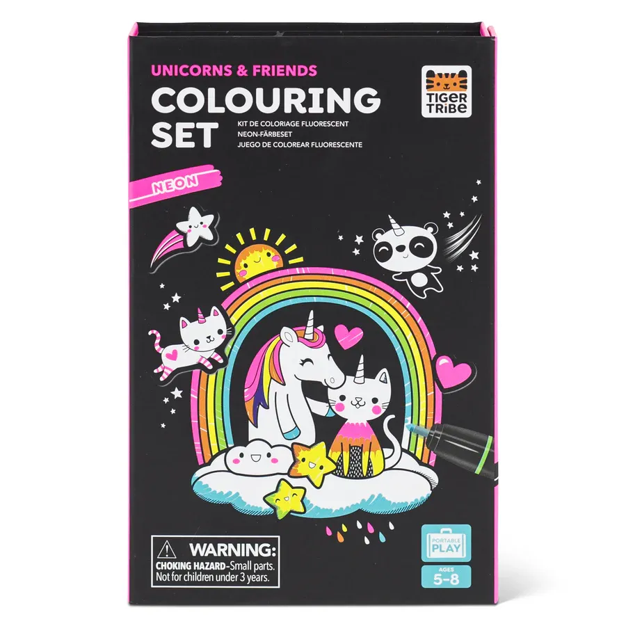 Neon Coloring Set - Unicorns and Friends