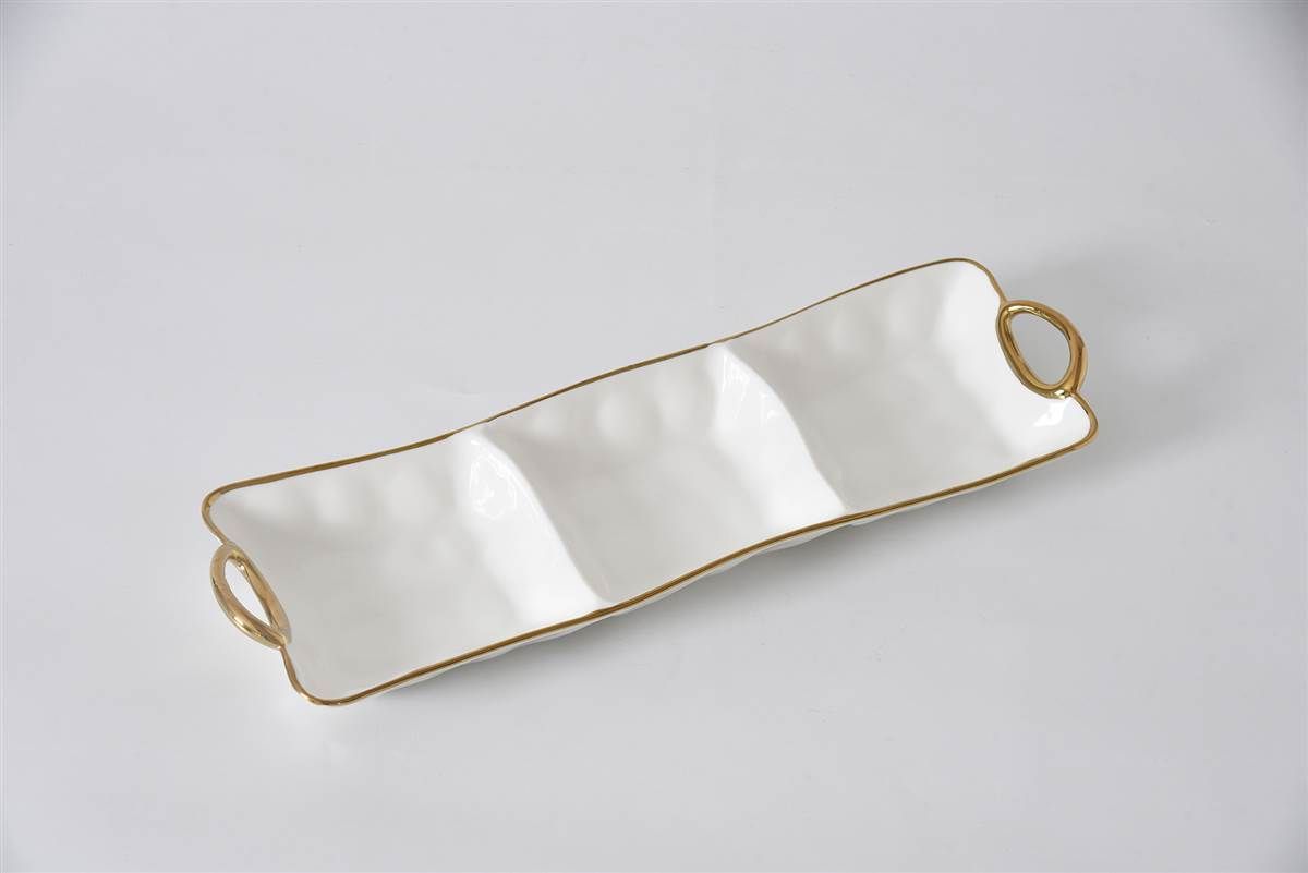 Bandeja de 3 Divisiones Blanca (Dorado)