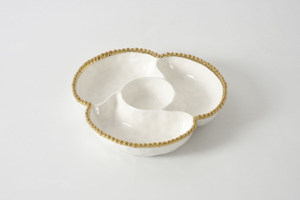 Bandeja de 4 Divisiones Blanca (Dorada)