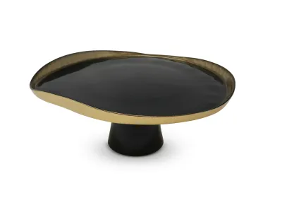 Cake Stand Negro con Dorado Mediano