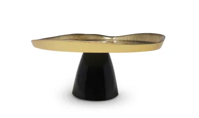 Cake Stand Negro con Dorado Grande