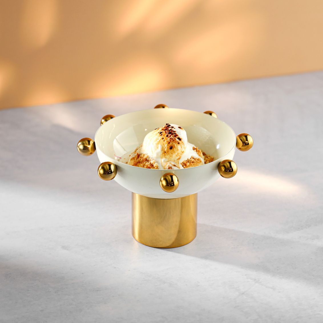 Nut Bowl Temari Blanco con Dorado