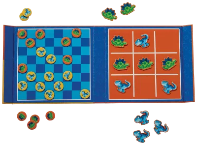 Magnetic Game Tic Tac Toe &amp; Checkers Dinosaur
