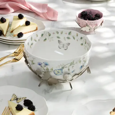 Bowl con Stand Butterfly Meadow Blanco