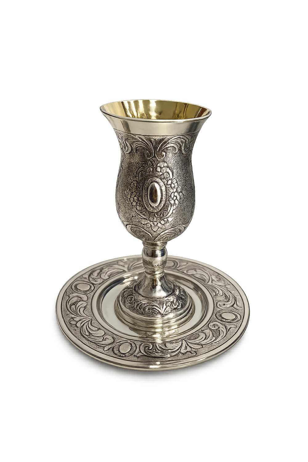 Copa de Kidush con su plato
