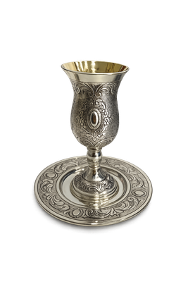 Copa de Kidush con su plato