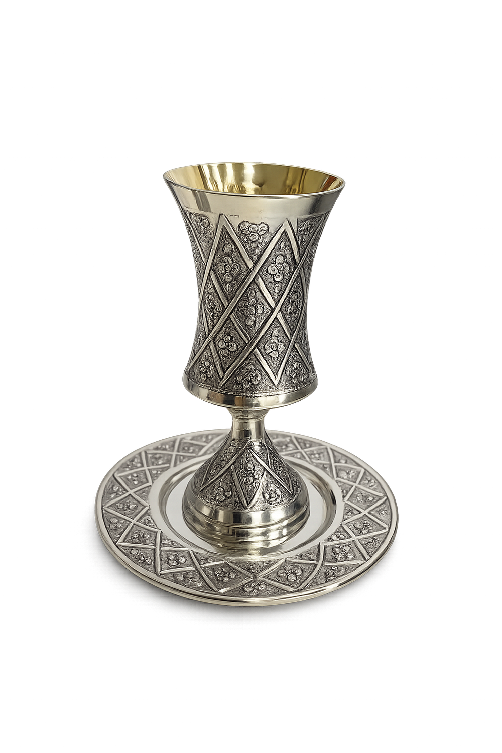 Copa de Kidush con su plato