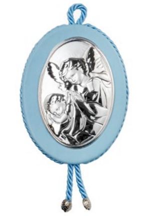 Medalla para la Cuna Angel de la Guarda con Borde Celeste