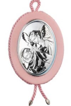 Medalla para la Cuna Angel de la Guarda con Borde Rosado