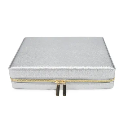 Leah Large Travel Jewelry Case Silver