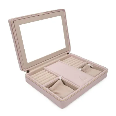 Leah Large Travel Jewelry Case Pearl White