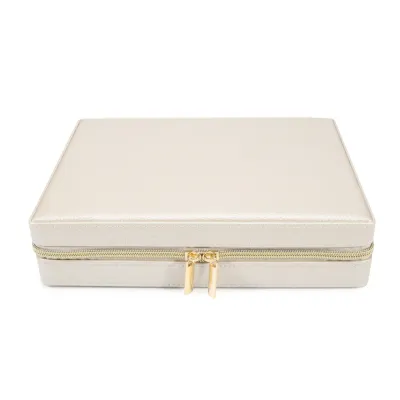 Leah Large Travel Jewelry Case Pearl White