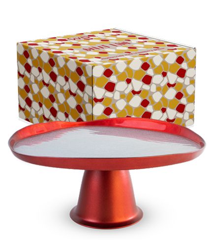 Cake Stand Red and Silver 28cm