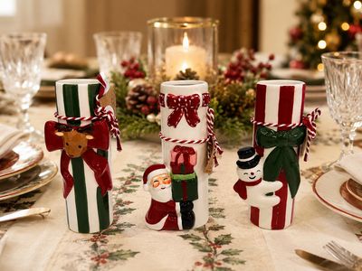 Snowman Bow Xmas Stem Vase
