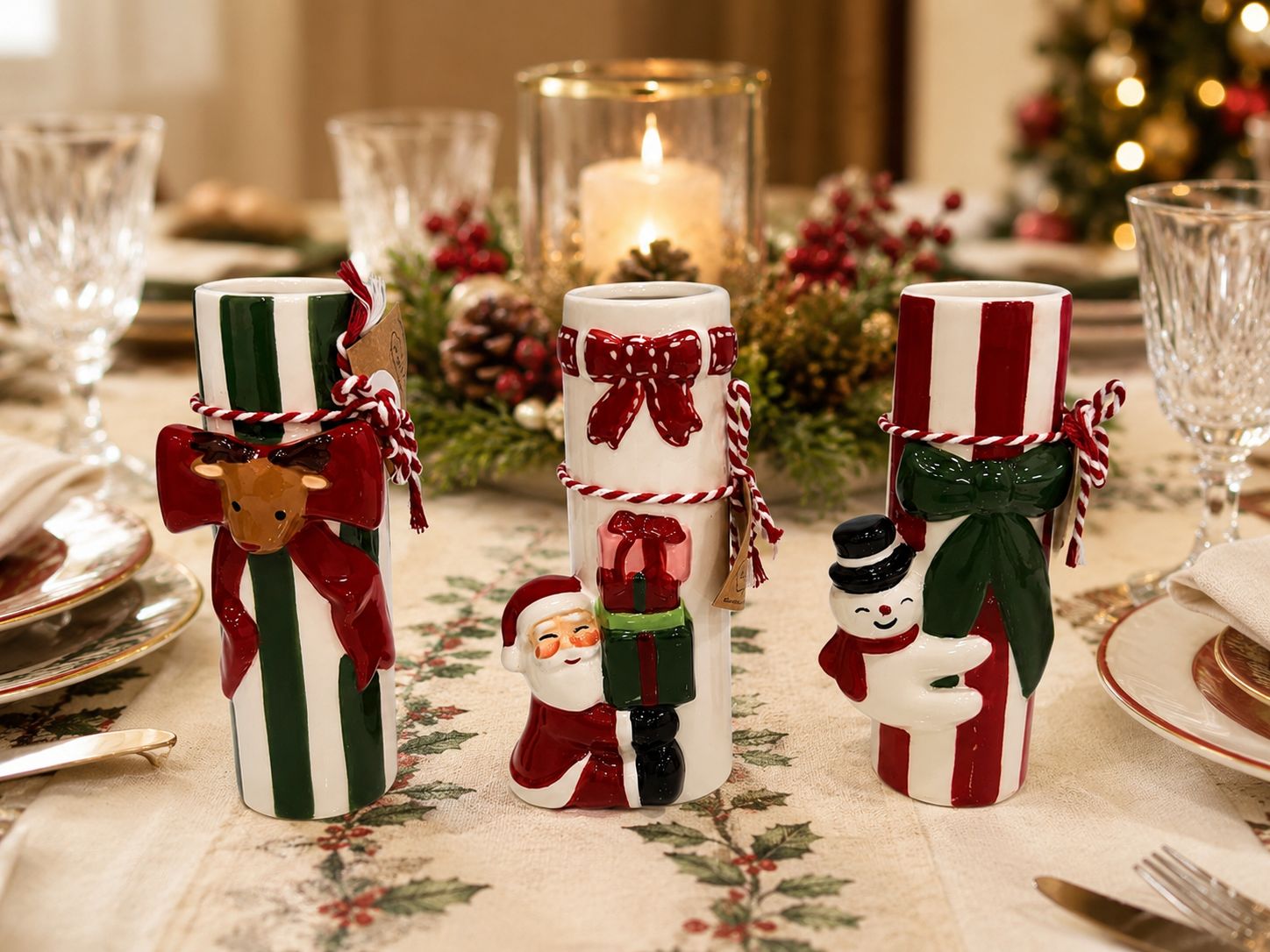 Reindeer Bow Xmas Stem Vase