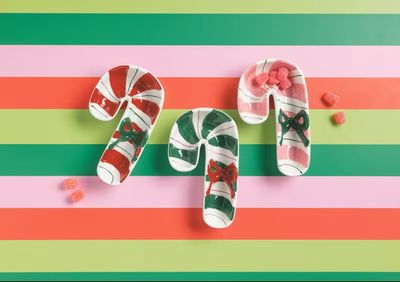 Red Candy Cane Bow Tidbit Dish