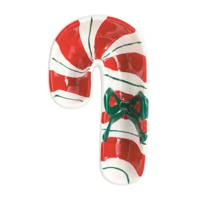 Red Candy Cane Bow Tidbit Dish