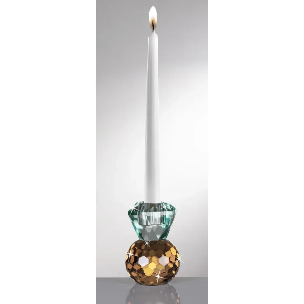 Candelabro de Cristal Ambar y Verde