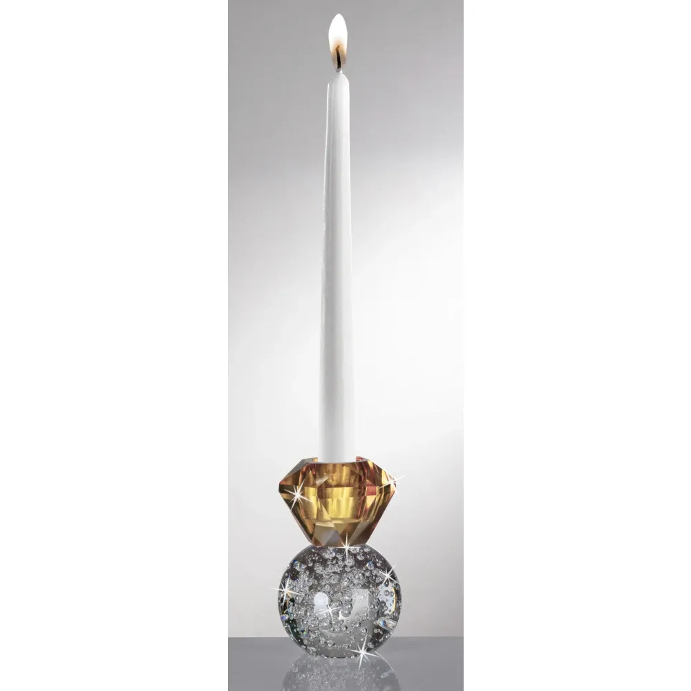 Candelabro de Cristal Ambar y Transparente
