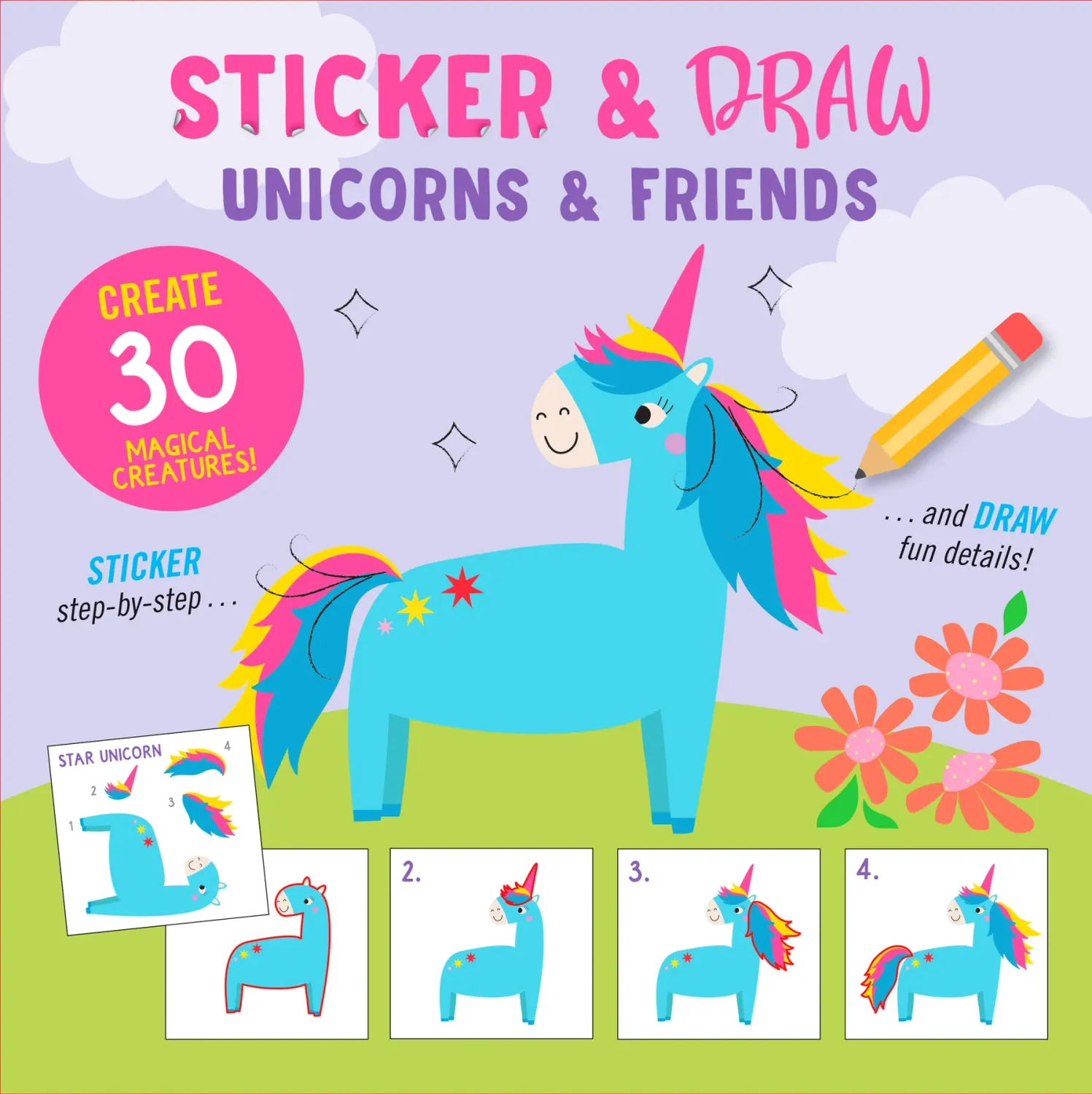 Sticker and Draw Books  Unicorns and Friends
